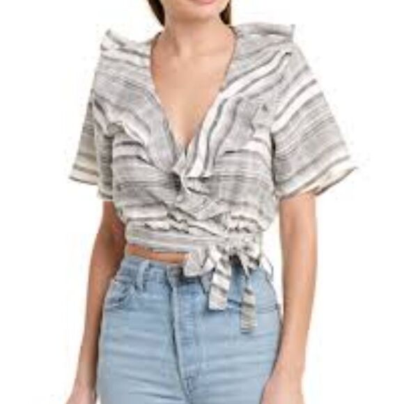Tularosa Selma Wrap Top in Gray - Picture 1 of 11